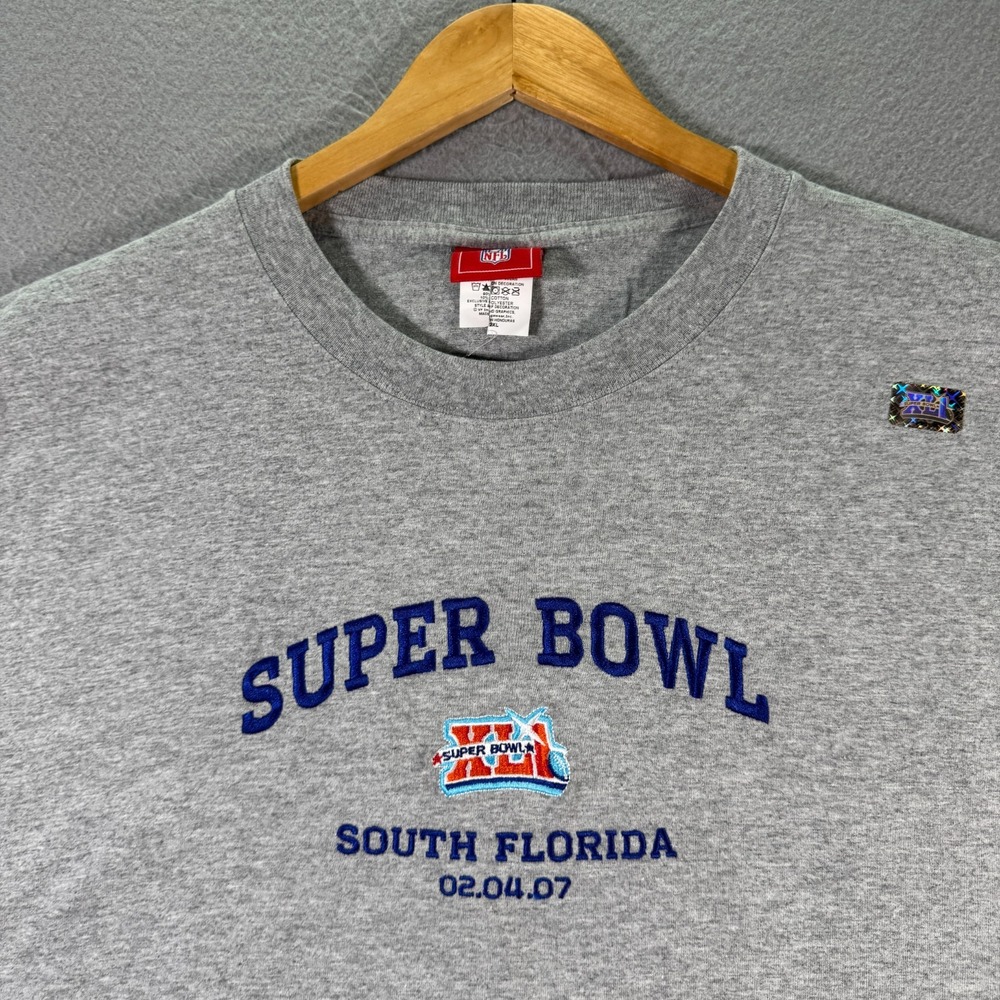 Vintage Super Bowl XLI T-Shirt Mens 2XL Gray South Florida NFL Football 2007 - Picture 3 of 11